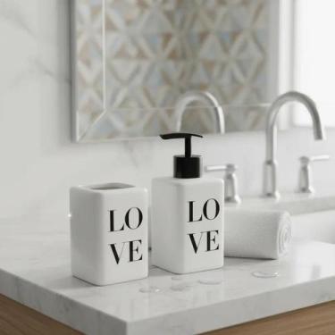 Imagem de Jogo 2 Peças Para Banheiro Lavabo De Cerâmica Branca - FWB