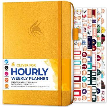 Imagem de Clever Fox Agenda da agenda – Planejador de vida semanal e mensal sem data com horários, agenda de compromissos e organizador diário, A5 (amarelo)