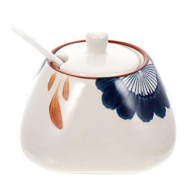 Imagem de 1 Conjunto Pote De Tempero De Ceramica Lata De Farinha De Pimenta Saleiro Com Tampa Lata De Açúcar Latas De Tempero Cozinha Tigela De Sal Branco Bule De Chá Armazenar Cerâmica