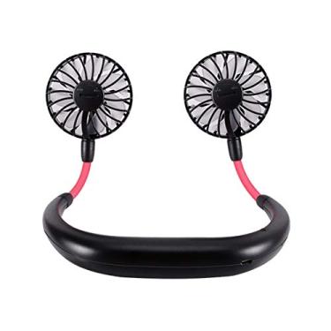 Imagem de Ventilador USB Mini USB Desktop Fan Design Pescoço Pendurado Escritório Ventilador Portátil Verão Ventilador de Resfriamento de Verão, Preto