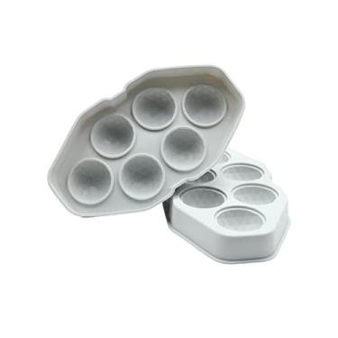Imagem de Bandeja de cubo de gelo 6 cavidades esféricas bandeja de gelo fabricação de silicone diamante molde de cubo de gelo molde de bandeja de chocolate sorvete redondo ferramenta de barra de cozinha molde de cubo de gelo (cor: cinza)