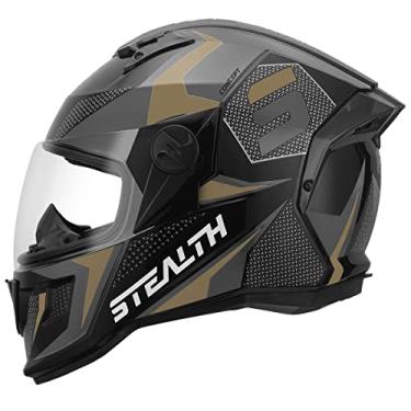 Imagem de CAPACETE FECHADO PRO TORK STEALTH CONCEPT BRILHANTE CINZA - DOURADO TAM. 60