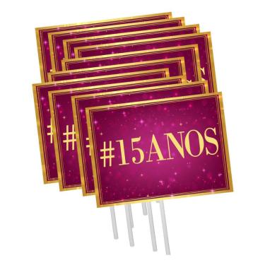 Imagem de Plaquinhas Divertidas Debutante 15 Anos - 10 Unidades