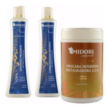 Imagem de Kit Progress Midori Shampoo + Condicionador + Máscara 1Kg