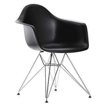 Imagem de Cadeira Eiffel com Braço Base Cromada - Preto