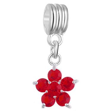 Imagem de Pingente de strass de cristal com flores da RUBYCA com várias cores para fabricação de joias, Light Siam Red, 5 Pcs, 5