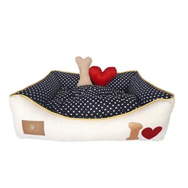 Imagem de Cama Retangular de Cachorro I Love Azul Cama para Cachorro Macho Cama Pet Tamanho G