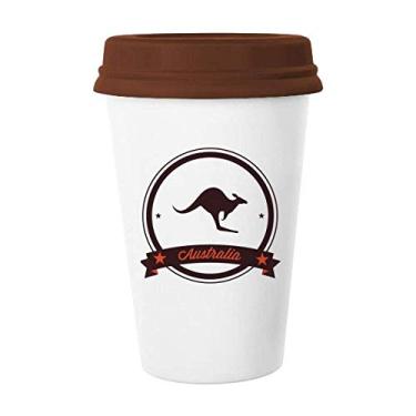 Imagem de Caneca de ilustração com emblema de Canguru Sabor Austrália Caneca de café Copo de cerâmica