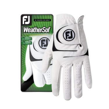 Imagem de FootJoy Luva de golfe masculina WeatherSof geração anterior branca, grande, usada na mão direita