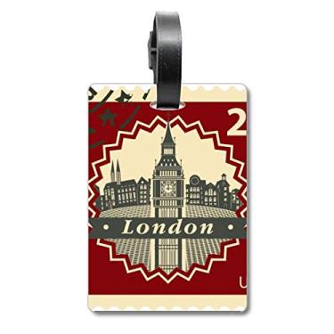 Imagem de London Big Ben, contorno do carimbo da Grã-Bretanha, Reino Unido, mala, etiqueta de bagagem para cartão de bagagem