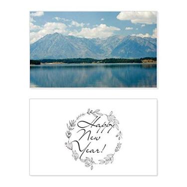 Imagem de Mountain River Forest Reflection Sky Cloud Ano Novo Festival Cartão Bless Mensagem Presente