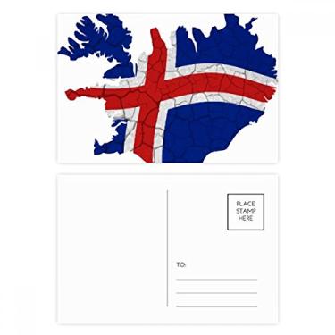 Imagem de Mapa de bandeira abstrata da Islândia, conjunto de cartão postal de aniversário para enviar cartão de agradecimento