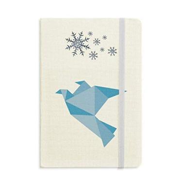 Imagem de Caderno com estampa de pombo azul abstrato origami grosso diário flocos de neve inverno