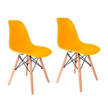 Imagem de Conjunto Com 2 Cadeiras De Jantar Eames Quilmes Amarelo - Mobly