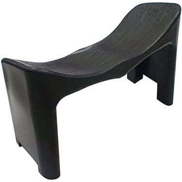 Imagem de Cadeira Ergonômica Banquinho Japonês de Oração Cadeira de Plástico Banquinho Baixo para Meditação e Escritório Preta Retangular com Almofada Redonda