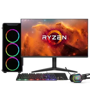 Imagem de PC Gamer Completo AMD Ryzen 7 5700G, Gráficos Radeon VEGA 8, 16GB DDR4, SSD 512GB, Fonte 500W, Monitor 21.5&quot; 75Hz, 3green Force - 3F-016
