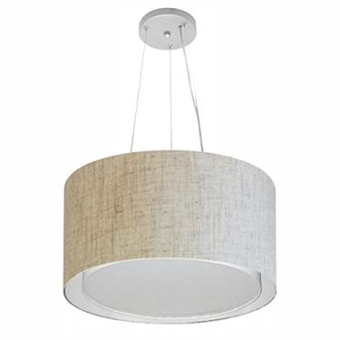 Imagem de Lustre Pendente Cilíndrico Duplo Cúpula Tecido 40x25 cm, Vivare Iluminação, Pendente4123 RST, Rustico Bege, Médio