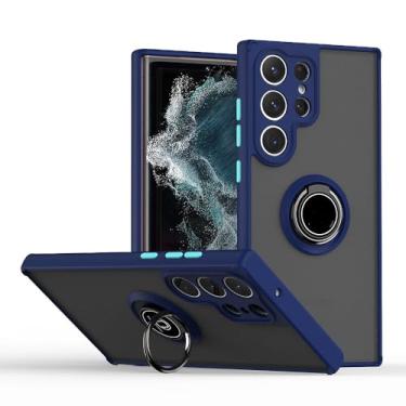 Imagem de Para Samsung Galaxy S23 Ultra S23 Plus Case Armor Ring Stand PC Capa para Samsung S23 S22 S21 S20 A54 A34 A14 Capas, Azul Escuro, para Galaxy S23 ultra