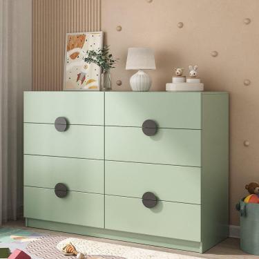 Imagem de Cômoda Infantil 8 Gavetas Joy Kids Cabecasa Madeiramadeira Verde