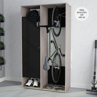 Imagem de Armário Multiuso 1 Porta 1 Gaveta e Suporte para Bicicleta Nepal Cinza/Preto