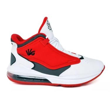 Imagem de Tênis de Basquete Masculino Ankaa, Branco e Vermelho, Tamanho Especial, Solado Macio (Branco/Vermelho, BR, Adulto, Numérico, 47)