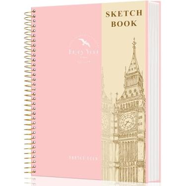 Imagem de Caderno de desenho de capa dura para desenho, 21 x 27 cm, caderno de esboços em espiral para adultos, mulheres, crianças, com 100 g/m², 30,8 kg, 120 folhas, bloco de esboço de papel premium para
