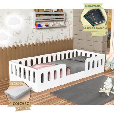 Imagem de Cama de Criança Helo Solteiro com Colchão Branca Lousa Mágica - BABY M