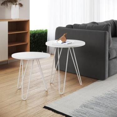 Imagem de Mesa de Lateral Duo Lisboa Ferro Branco Tampo Branco - CASA PRIME, BRA