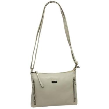 Imagem de Bolsa Feminina Couro Transversal Bls294 4 Ziperes - Doras Bolsas, Off 