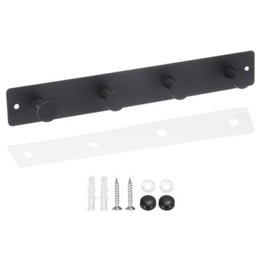 Imagem de PATIKIL Suporte de parede para cabideiro, 28 cm, aço inoxidável 304, ganchos de parede redondos, trilho com 4 ganchos para pendurar para toalha de banheiro, entrada, quarto, preto