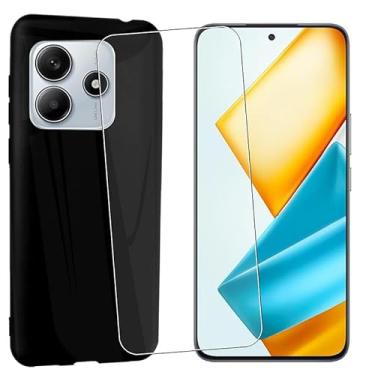 Imagem de MAOUICI Capa para Tecno Pova 6 Neo 5G (17 cm), capa protetora de silicone TPU para Tecno Pova 6 Neo 5G com 1 protetor de tela de vidro temperado preta