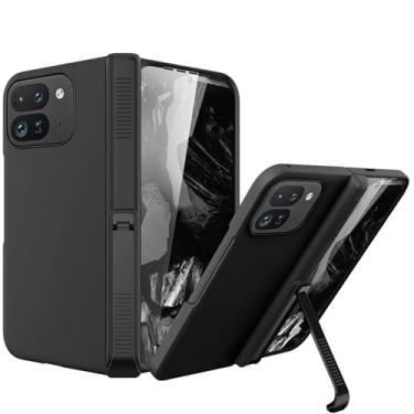 Imagem de YQODSZ Capa dobrável para Google Pixel 9 Pro com suporte, suporte completo com proteção de dobradiça, capa protetora resistente a arranhões para Google Pixel 9 Pro Fold preta