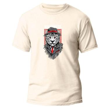 Imagem de Camiseta Algodão Premium Estampa Digital Tigre Branco Selva - NoBrand,