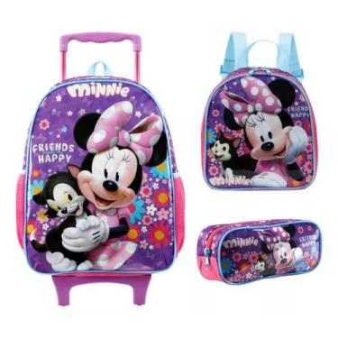 Imagem de Kit Mochila Rodinha + Lancheira Térmica Estojo Minnie Xeryus