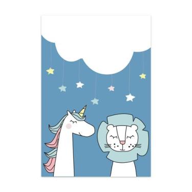 Imagem de Placa Decorativa MDF Unicórnio e Leão 20x30cm - Quartinhos