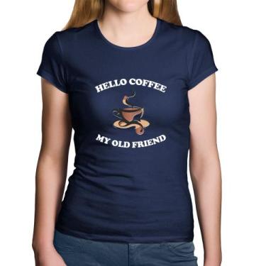 Imagem de Baby Look Algodão Hello coffee my old friend - Foca na Moda, Marinho, 
