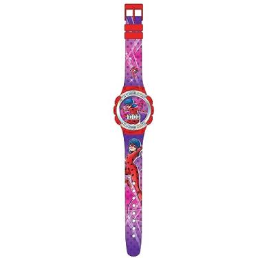 Imagem de Miraculous Ladybug Relógio digital infantil com luzes LCD piscando, caixa rosa transparente, pulseira impressa, mostrador de tempo fácil de ler, durável e ajustável para tamanhos de pulso de 14 cm a