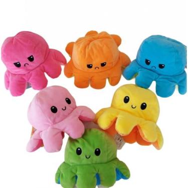 Imagem de Polvo Polvinho Tiktok Humor Bravo Feliz Reversível Pelúcia - Dm Toys