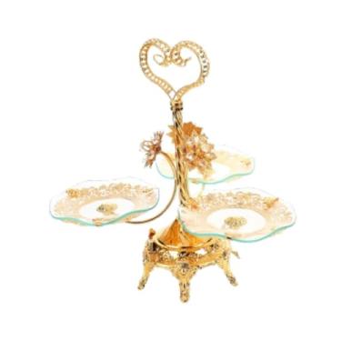 Imagem de Ｂｅｓｇａ Bandejas de servir de buffet de frutas Bandeja de vidro Prato de lanche criativo Suporte para bolo para sala de estar em casa Sala de jantar de