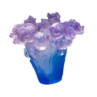 Imagem de Generic Vaso de vaso de vidro Tabela de vaso de Flores Arranjo Vaso decorativo para a decoração da casa da prateleira da sala de jantar, Azul