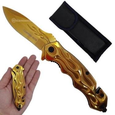 Imagem de Canivete de Bolso Lâmina Inoxidável, Abertura Semi-Automática e Funcio