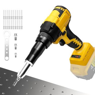 Imagem de Funnywhale Pistola De Rebite Compatível Com Dewalt 20 V Max Bateria (Sem Bateria) Pistola De Rebite Sem Fio, Ferramenta De Pistola De Rebite Pop Sem Escova Para Pregos De Alumínio 1/8, 5/32, 3/16 (N