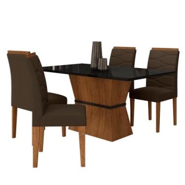 Imagem de Mesa Com 4 Cadeiras 1,36 Antália Freijó/preto/suede Marrom - M.a - A M