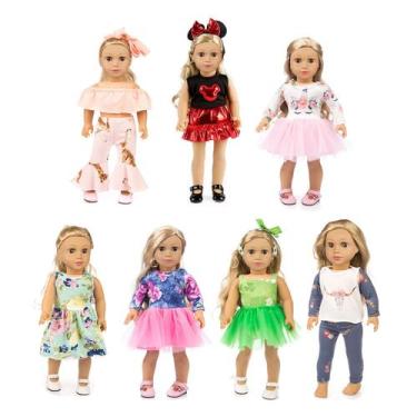 Imagem de Conjunto de roupas para bonecas XFEYUE Boneca de 18 polegadas com 7 ro