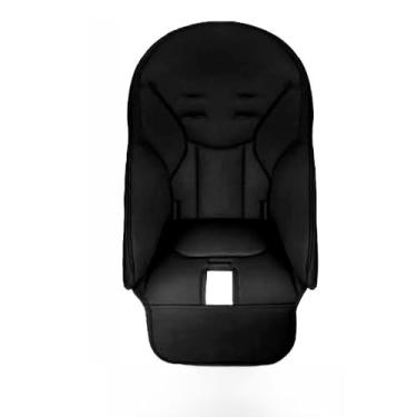 Imagem de Cadeira de jantar infantil Almofada de couro Cadeira de jantar para bebê Acessórios Capa de couro Almofada Almofada de comer para bebê Capa de cadeira, preta, uma peça