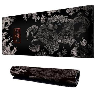 Imagem de Mouse Pad Gamer Speed Extra Grande Profissional 70x35 x3mm Bordas Costuradas e Base Emborrachada e Antiderrapante Dragão Chinês Premium (Grey)