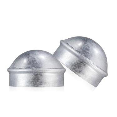Imagem de Tampas de poste de cerca de arame, tampa de conexão de poste de cerca de 2-3/20.3 cm, tampas de poste de terminal de cerca de aço galvanizado, tampas de poste externo de cúpula redonda, para tubo de