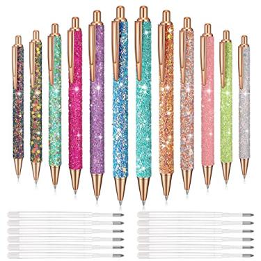 Imagem de Conjunto de canetas femininas 24 peças de canetas brilhantes de metal com refil de substituição Canetas de glitter canetas retráteis extravagantes canetas de clique em canetas tinta preta ponta média 1 mm suprimentos de presente (novo estilo)