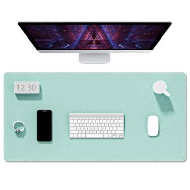 Imagem de Auhoahsil Tapete de mesa de feltro, mouse pad grande minimalista 2GG 90 x 40 cm, tapete de mesa para desktop, teclado, laptop, computador, escritório, trabalho em casa, jogos, verde claro