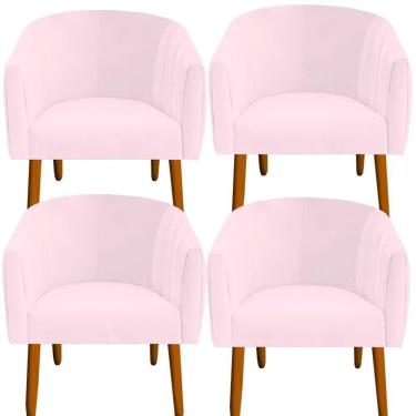 Imagem de Kit 04 Poltrona Julia Decoração Salão Cadeira Escritório Recepção Estar Amamentação Suede Rosa Bebê D`classe Decor